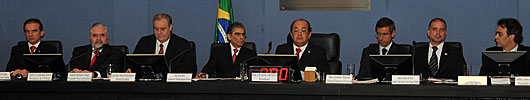 O presidente do Supremo Tribunal Federal (STF), Gilmar Mendes, participa da assinatura de acordos de cooperação técnica que abrangem ações e programas do CNJ - Valter Campanato/ABr