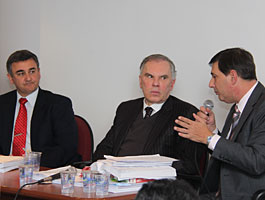 Dr. Luiz Roberto Salles de Souza, promotor de Justiça; Dr. Carlos Frederico Coelhoe Nogueira, procurador de justiça aposentado; Dr. Pedro Henrique Demercian, procurador de Justiça. - Selma Teixeira