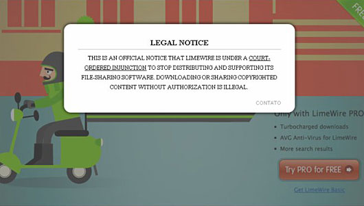 Limewire &eacute; suspenso - Reprodu&ccedil;&atilde;o