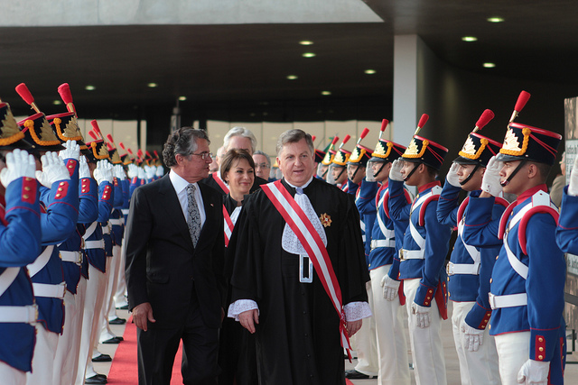 Marco Aurélio, ministro do STF, ao lado do presidente do TST João Oreste Dalazen