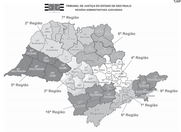 Justiça Paulista se divide em 10 Regiões Administrativas - 08/03/2012 [TJSP]