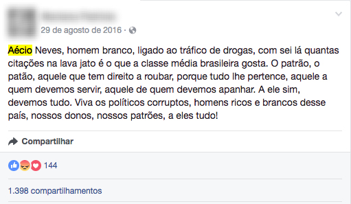 comentário facebook