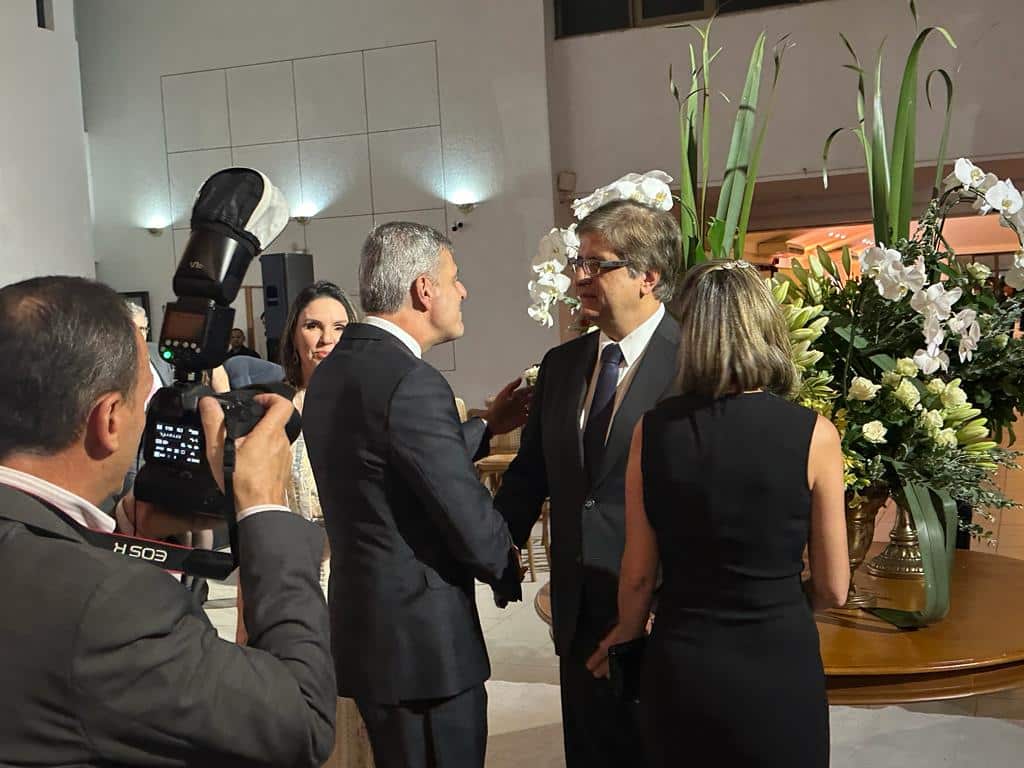 O criminalista André Callegari ao lado de Paulo Gonet na festa em homenagem à posse na PGR