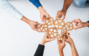 Engrenagens, empresa, trabalho em equipe