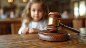 menina em corte judicial