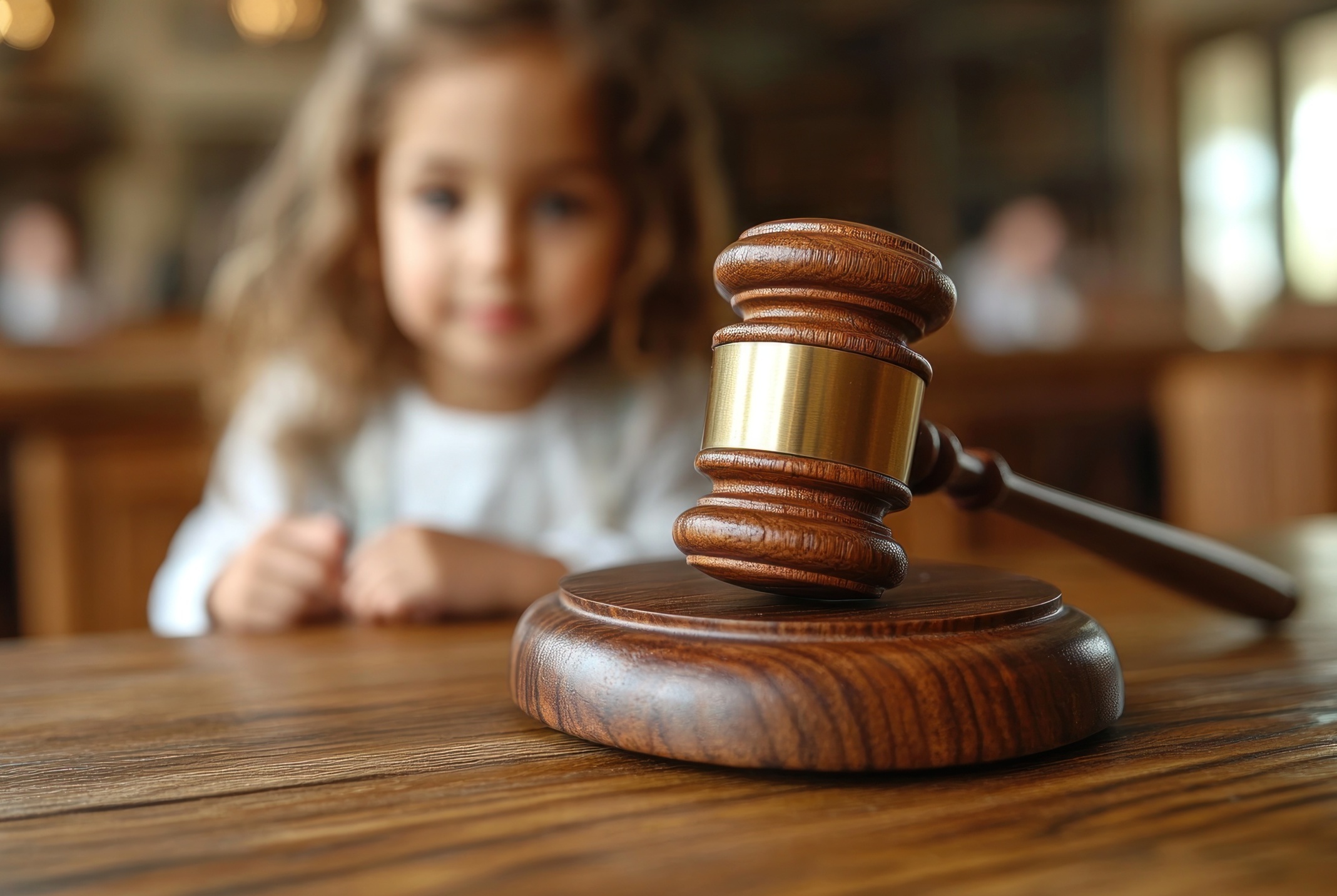 menina em corte judicial