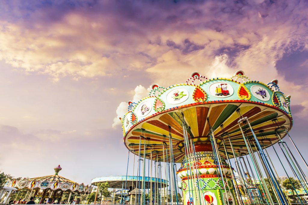 Carrossel, parque de diversões, parque, diversão