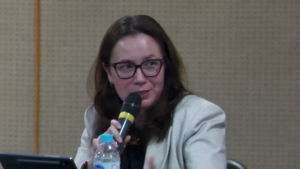 Carolina Yumi durante mesa-redonda promovida pela FGV Justiça para debater o tema “Requisição de RIF pela autoridade policial sem autorização judicial” no dia 8/5/2026